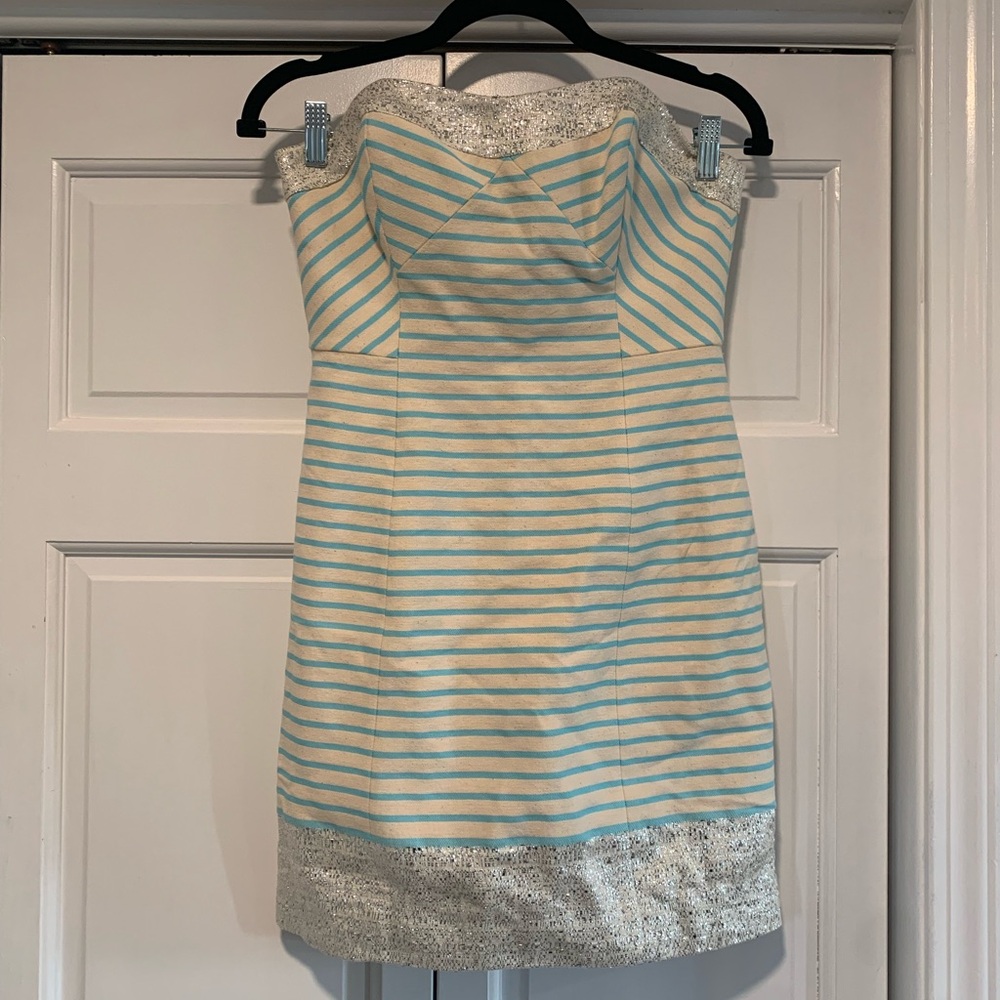 NWT Lilly Pulitzer strapless striped and metallic dress size 2